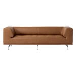 Sofas, Delphi 2-seater sofa, brushed aluminium - brown leather Max 91, Brown