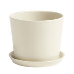 Botanical Family pot and saucer, M, off white
