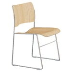40/4 side chair, stackable sled base, chrome - oak veneer