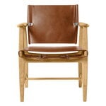 Dining chairs, BM1106 Huntsman chair, oiled oak - cognac leather - steel, Brown