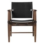 Dining chairs, BM1106 Huntsman chair, oiled walnut - black leather - steel, Black