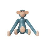 Wooden monkey, mini, vintage blue