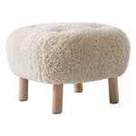 Poggiapiedi e pouf, Pouf Little Petra ATD1, pelle di pecora Moonlight - rovere, Bianco