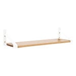Classic wall shelf, 100 x 30 cm, white - brown lacquered pine