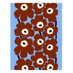 Unikko fabric, light blue - brown - off-white