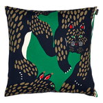 Cushion covers, Pieni Ilves cushion cover, 50 x 50 cm, green- off-white-d.blue, Multicolour Cushion covers, Pieni Ilves cushion cover, 50 x 50 cm, green- off-white-d.blue, Multicolour