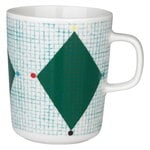 Tasses et mugs, Tasse Oiva - Losange, 2,5 dl, blanc - vert - bl. pétrole - rouge, Blanc