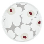 Marimekko Piatto Oiva - Unikko, 20 cm, grigio chiaro-bianco-rosso-giallo