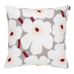 Cushion covers, Pieni Unikko cushion cover, 50x50 cm, l.grey-white-d.red-yellow, White