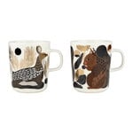 Marimekko Oiva - Mug Kurre & Peura, 2,5 dl, 2 pièces, blanc - marron - or