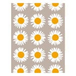 Auringonkukka linen fabric, beige - white - yellow