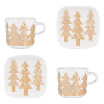 Cups & mugs, Oiva - Kuusikossa cup and plate set, white - gold, White