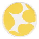 Plates, Oiva - Iso Unikko plate, 20 cm, white - spring yellow, White