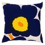 Marimekko Unikko 60th Anniversary cushion cover, cotton-d.blue-yellow-oran