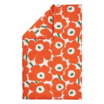 Duvet covers, Unikko duvet cover, 150 x 210 cm, off-white - orange - green, Orange
