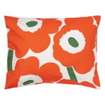 Pillowcases, Unikko pillow case, 50 x 60 cm, off-white - orange - green, Orange
