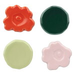 Unikko and Kivet chopstick rest, 4 pcs, pink - pear - orange red - d.green