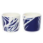 Marimekko Oiva - Ruudut coffee cup w/o handle, 2 pcs, white - blue