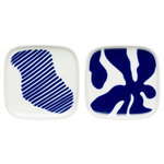 Marimekko Oiva - Ruudut plate 10 x 10 cm, 2 pcs, white - blue