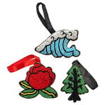 Weihnachtsdekoration, Ricardo Cavolo Ornament-Set - Rose, Welle, Baum, Mehrfarbig