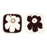 Plates, Oiva - Unikko plate, 10 x 10 cm, 2 pcs, white - burgundy - clay, White Plates, Oiva - Unikko plate, 10 x 10 cm, 2 pcs, white - burgundy - clay, White
