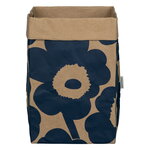Storage baskets, Pieni Unikko pouch, dark blue - brown paper, Natural