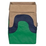 Storage baskets, Seireeni pouch, green - dark blue - brown paper, Natural