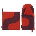 Oven mittens, Seireeni oven mitten and pot holder, red - burgundy, Red