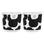 Cups & mugs, Oiva - Unikko coffee cup w/o handle, 2pcs, white - coal - silver, White