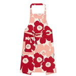 Marimekko Pieni Unikko apron, cotton - dark cherry - rose