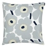 Marimekko Pieni Unikko cushion cover, 50x50 cm, cotton-grey-sand-dark blue