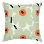 Cushion covers, Pieni Unikko cushion cover, 50 x 50 cm, cotton-sage-warm orange, Green