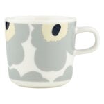 Marimekko Oiva - Unikko coffee cup, 2 dl, white-light grey-sand-dark blue