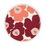 Marimekko Oiva - Piatto Unikko, 20 cm, bianco - ciliegia scuro - salmone