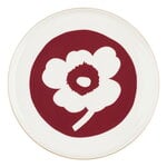 Marimekko Oiva - Unikko plate, 25 cm, white - dark cherry - brown