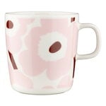 Marimekko Oiva - Unikko mug, 4 dl, white - light pink - chestnut