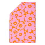 Marimekko Housse de couette Unikko, 135-140 x 200 cm, orange - rose