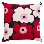 Marimekko Pieni Unikko tyynynpäällinen, 50 x 50 cm, luumu-karpalo-l.valk.-ruusu