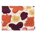 Pieni Kukasta kukkaan coated placemat, off-white - plum - pink - terracotta