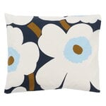 Marimekko Unikko tyynyliina, mustikka - l.valkoinen - kylmän sininen