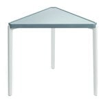 Couchtische, Tambour Tisch, niedrig, 44 cm, Weiß - Hellblau, Weiß