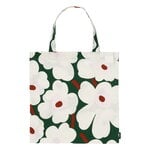 Marimekko Unikko tote bag, dark green - off-white - pink - reddish brown