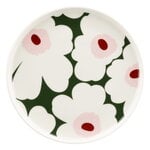 Marimekko Oiva - Unikko plate, 20 cm, white - dark green - pink