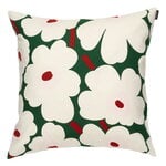 Marimekko Unikko cushion cover, 50 x 50 cm, dark green - off-white - pink - red brown