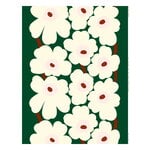 Marimekko Unikko cotton fabric, dark green - off-white - pink - reddish brown