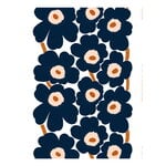 Marimekko Tissu en coton Unikko, blanc – bleu foncé – poudre – brique