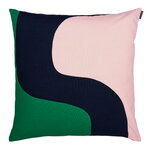 Cushion covers, Seireeni cushion cover, 50 x 50 cm, peach - dark blue - green, Green