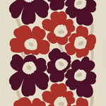Marimekko fabrics, Unikko cotton-linen fabric, linen - red, Natural