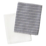 Tea towels, Troides tea towel 2 pcs, indigo and ecru, White