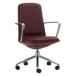 Office chairs, Off chair with 5 wheels, armrests, alu. - brown leather Ultra, Brown